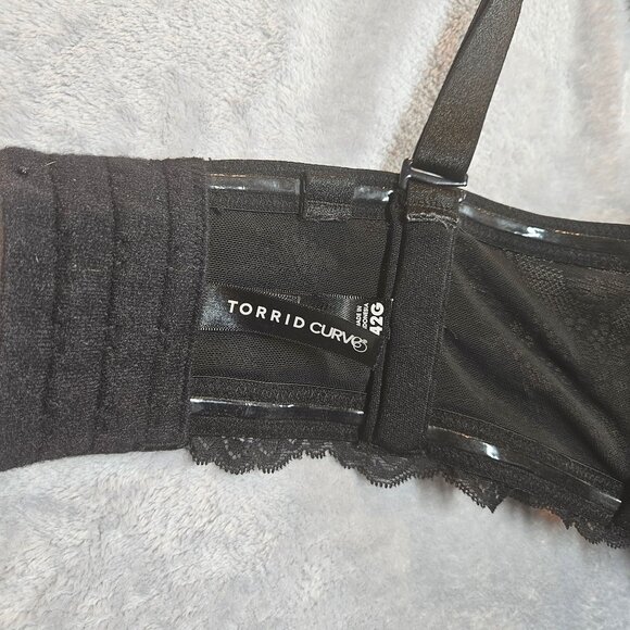 Torrid Curve Black Bra 42G Lace Adjustable cross or strapless Sexy Supportive - Picture 7 of 13